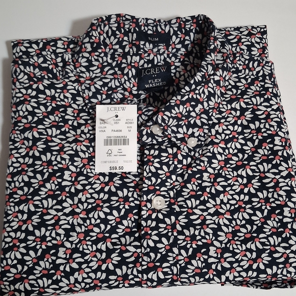 J. Crew Other - J. Crew Men's Navy Floral Print Short Sleeve Shirt Slim Casual Size M